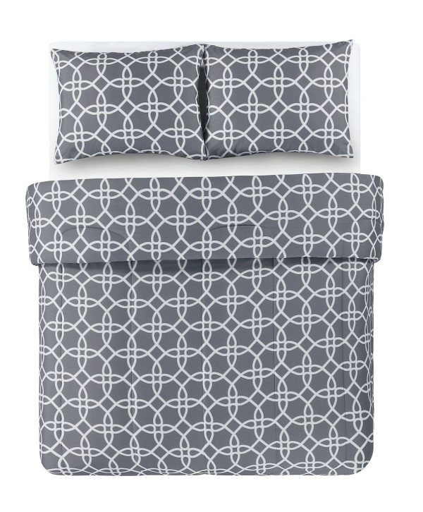 2 Piece Polyester Reversible Comforter Set, Twin