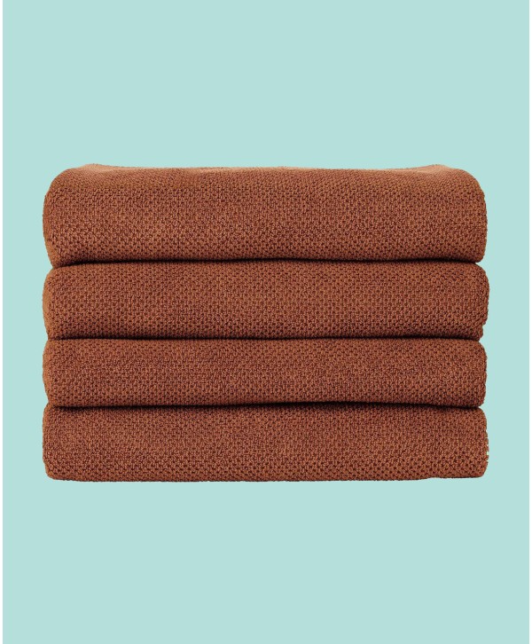 Cotton Textured Weave Bath Towels - Set of 4