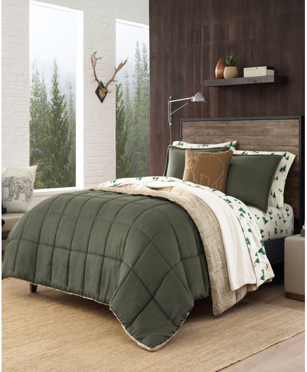 Microsuede Green Down Alternative Comforter Set, Full/Queen