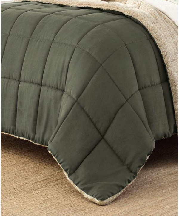 Microsuede Green Down Alternative Comforter Set, Full/Queen