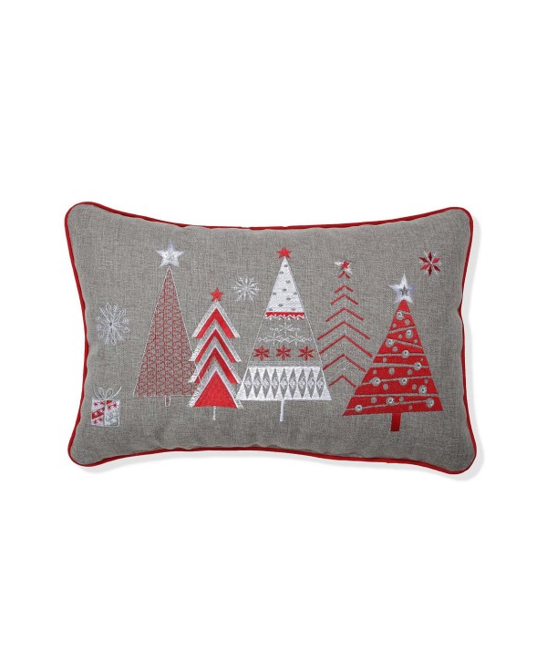 Christmas Star Topped Trees Lumbar Pillow