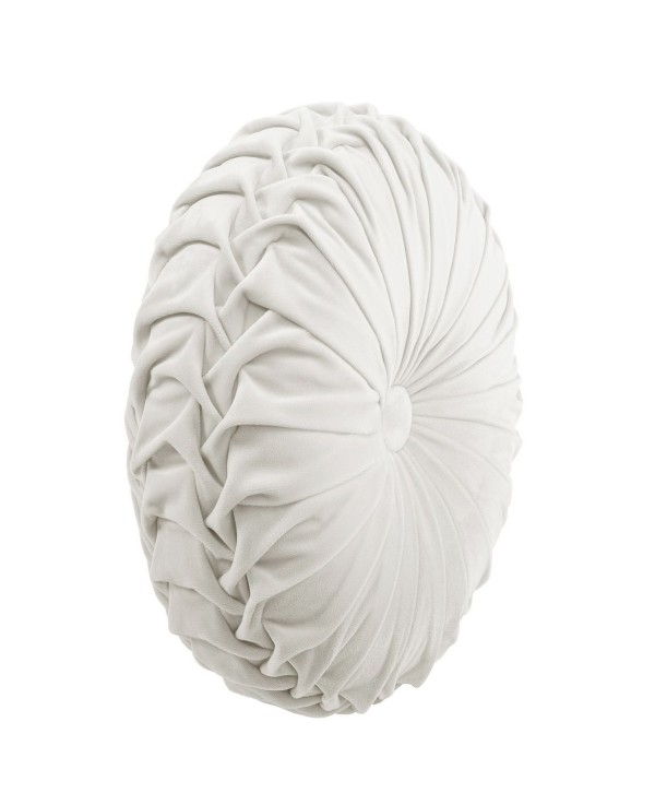 Round Pleated Soft Velvet Decorative Single Pillow, 15