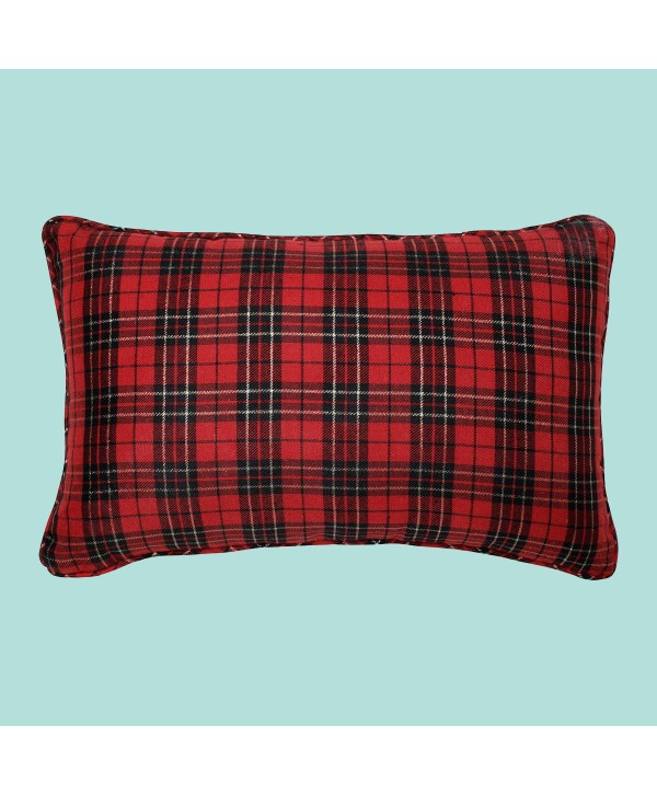 Holiday Plaid Red Rectangular Throw Pillow