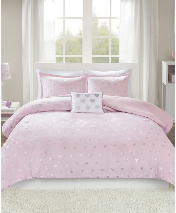 Metallic Heart 3-Pc. Comforter Set, Twin/Twin XL