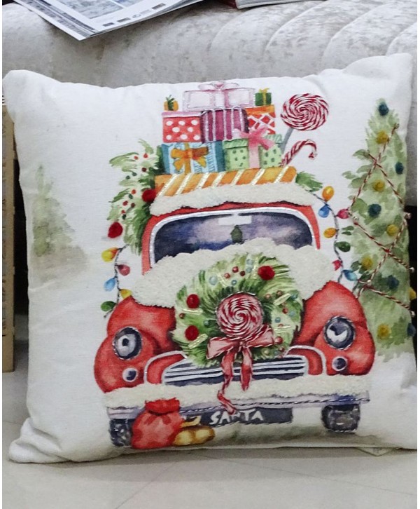 Home Christmas Car Embroidered Decorative Pillow,20